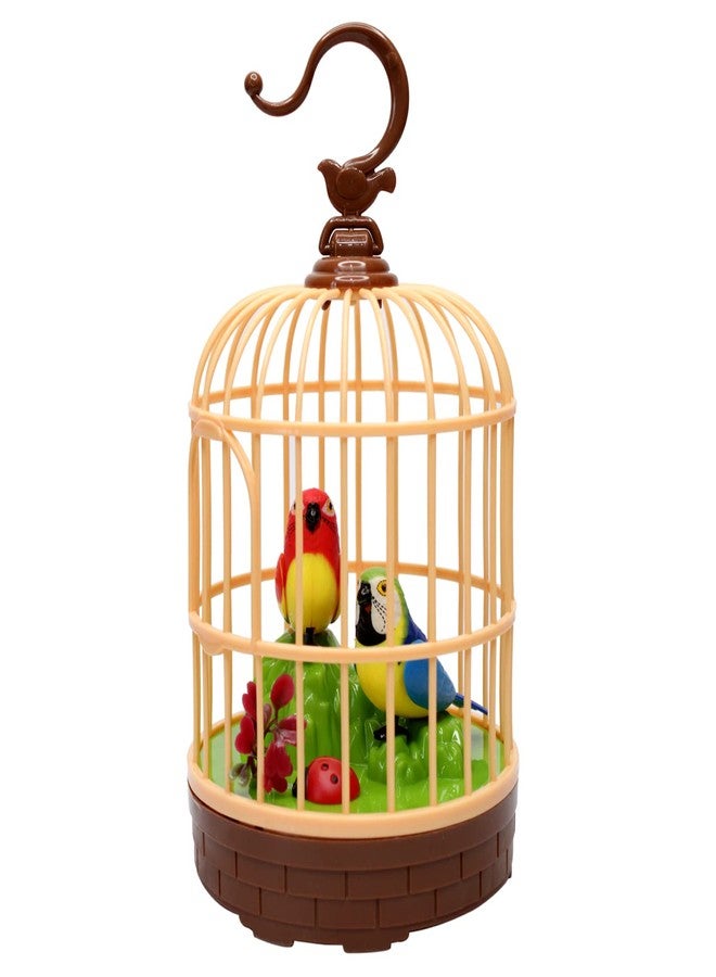 فولي ببغاء مضيء بالكامل ويغرد في قفص، مناسب للعب الأطفال ولتزيين المنزل. - Image 1